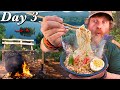 Catch and Cook Spicy Fish Ramen - Day 3 of 7 Day Island Survival Challenge Maine