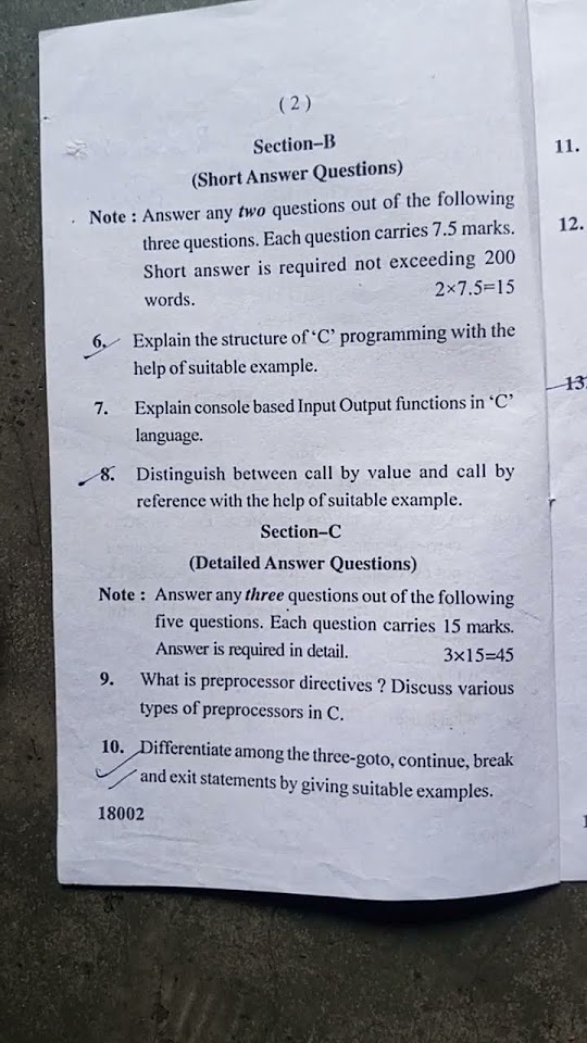 CCSU BCA C programming Latest question paper|| vinay classroom - YouTube