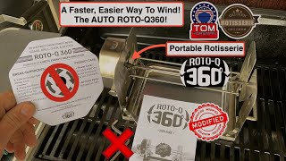 Portable BBQ Rotisserie! ROTO-Q360 Modified! / No More Hand Winding The Spring! 