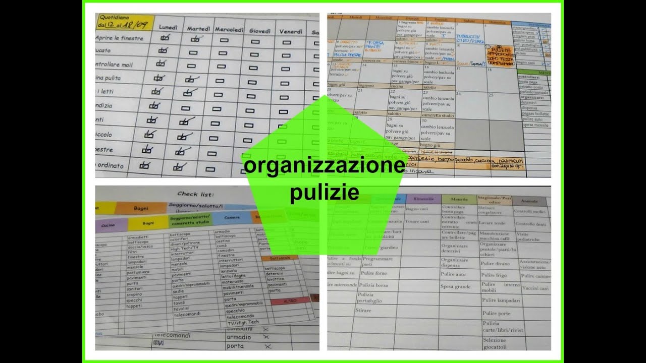 Come organizzo le pulizie di casa youtube Programma pulizie casa