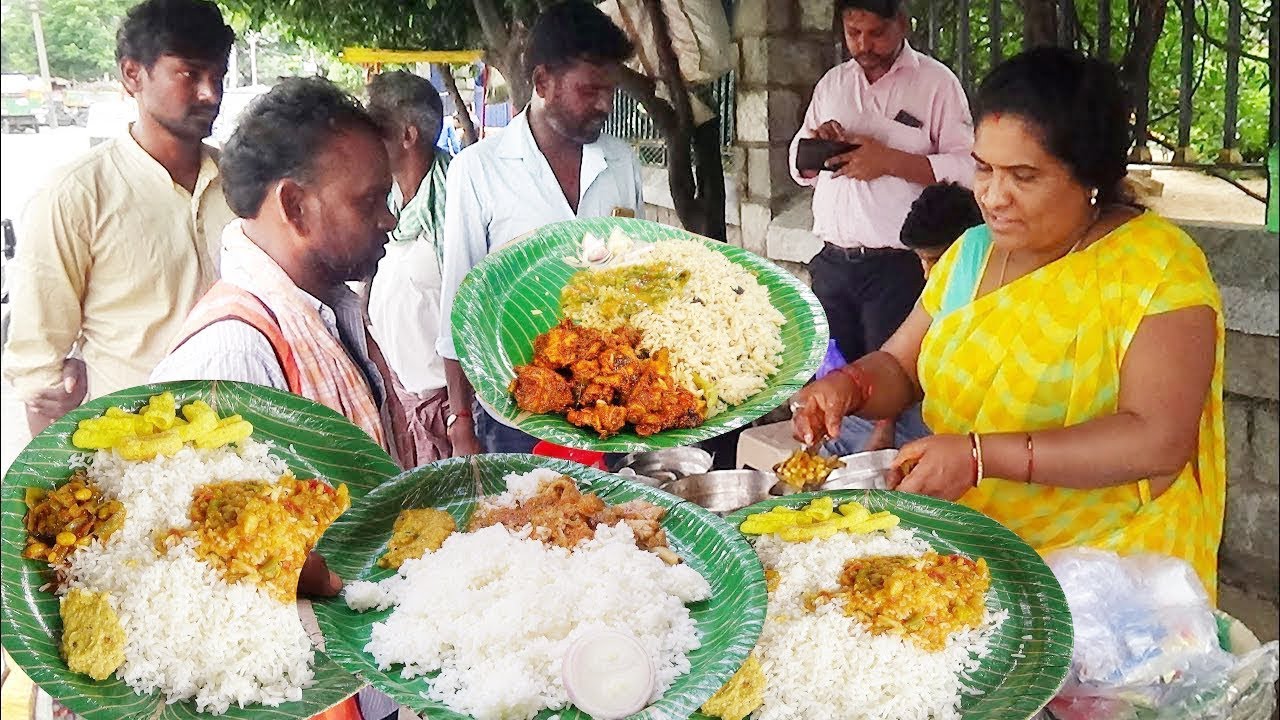 Telangana Hardworking Aunty | Selling Chicken,Boti Rice @70 rs | Veg @50 Rs only | Indian StreetFood | Street Food Catalog