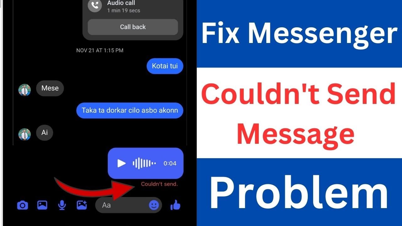 Fix Messenger Couldn't Send Message  | Fix Couldn't Send Voice Message In Messenger
