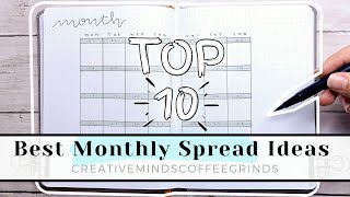 TOP 10 BEST MONTHLY SPREAD IDEAS FOR BULLET JOURNAL
