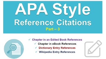 APA Style Reference Citations Format for Book/ eBook Chapters, Dictionary, Wikipedia Article |Part-3