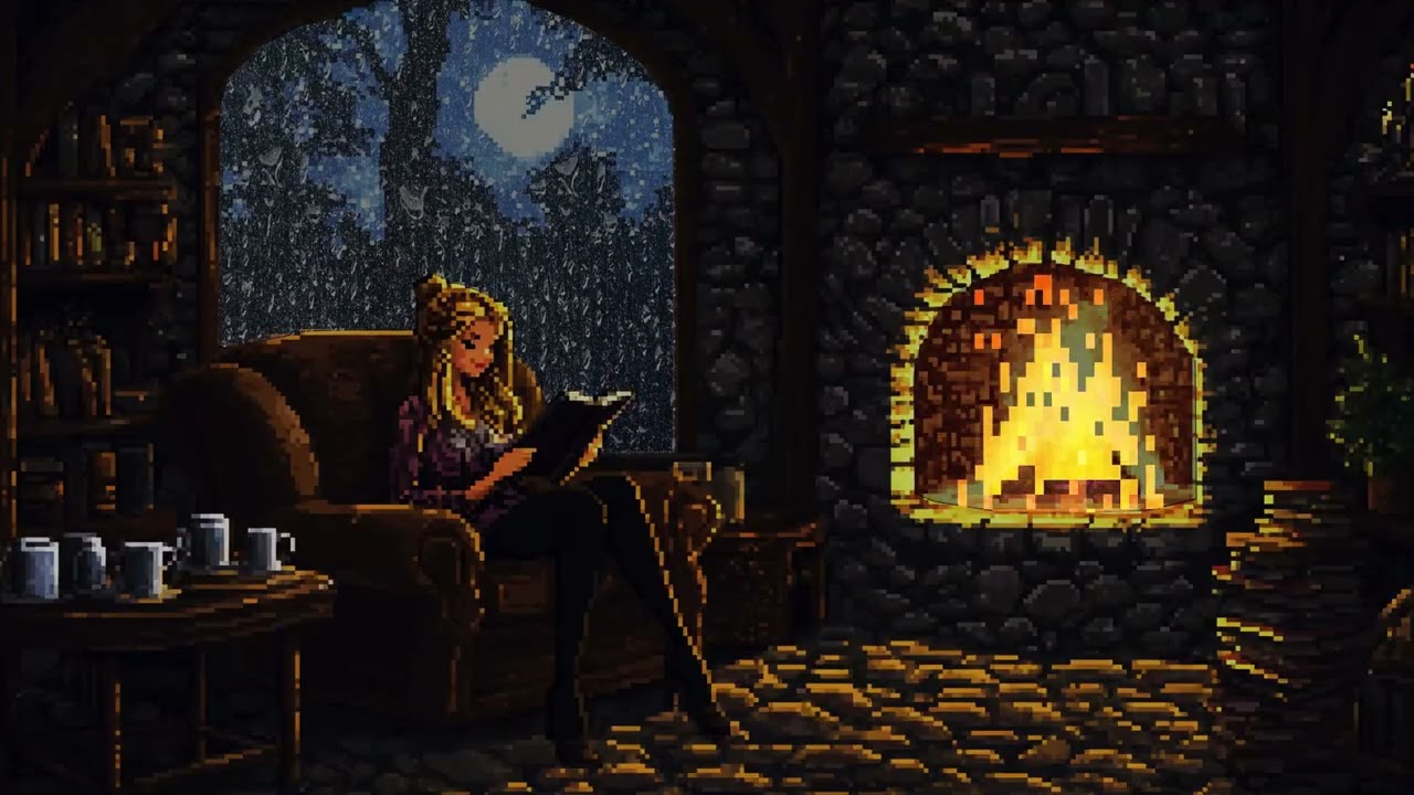 Rain & Thunder In A Quiet Pixel Stone Cabin - 3H Ambience For Deep Sleep And Healing