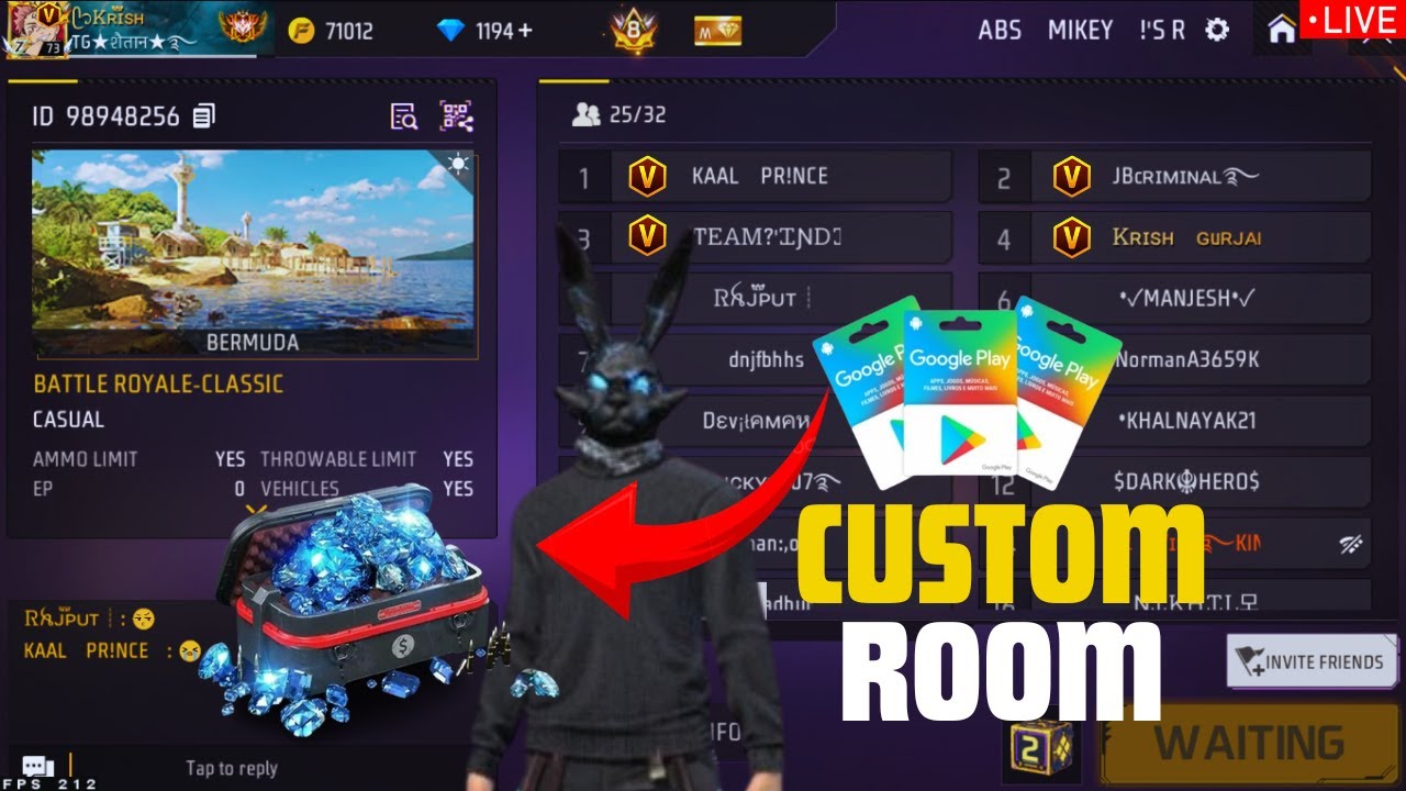 🔴[Live] FREE FIRE LIVE CUSTOM ROOM GIVEAWAY 🎁 || FF LIVE GIVEAWAY 