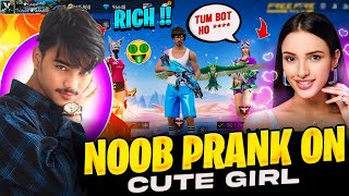 Noob Prank On Rich Cute Girl By Poor Account She Kick Megarena Free Fire