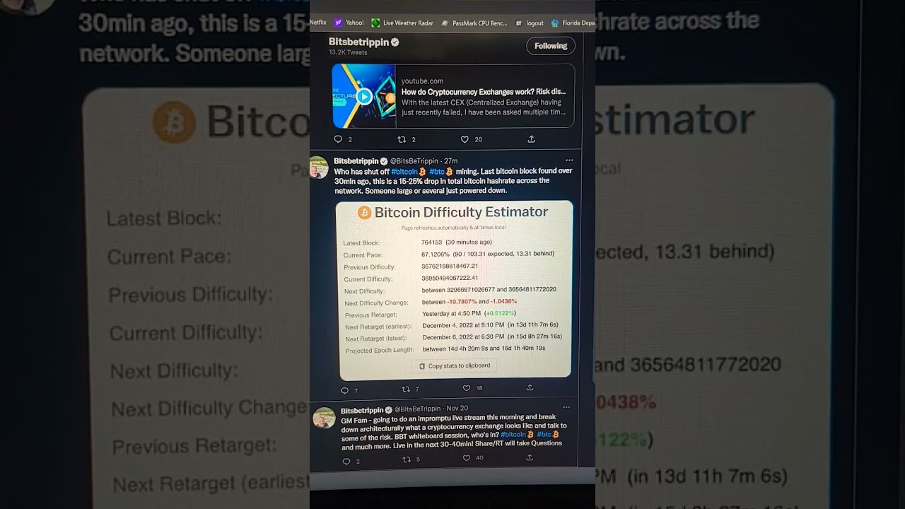 Bitcoin Mining Farms powering down? connection issues? Net Hash drop