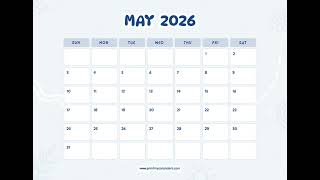 Printable May 2026 Calendar (US) | A4 & Letter Size | May 2026 Calendar Printable | Free PDF