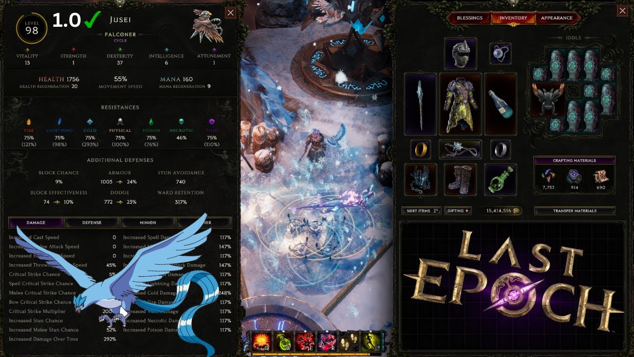 Cold Acid Flask Falconer @ 1660 Frostbite Damage - T7 Throwing Cost Rings (-5) Test | Last Epoch 1.0