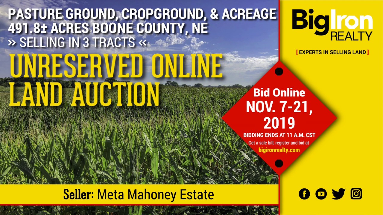 491.8+/- Acres Boone County, Nebraska - Unreserved Online Land Auction - BigIron Realty - SOLD