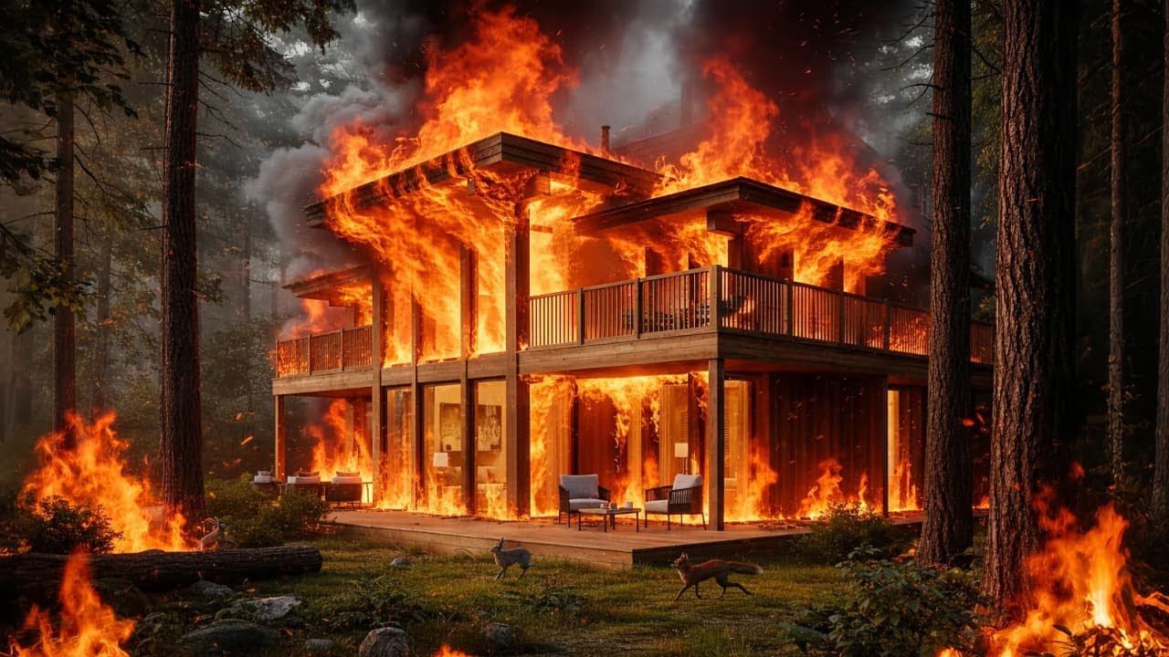 A Luxury House Burned Down in the Forest | Cinematic Fire Story