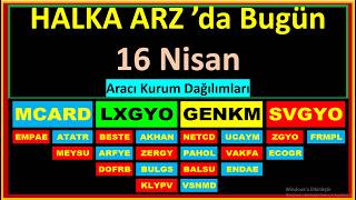 16 Nisan #mcard,#lxgyo,#svgyo,#genkm,#empae,#atatr,#beste,#akhan,#netcd,#ucaym,#zgyo,#frmpl,#meysu