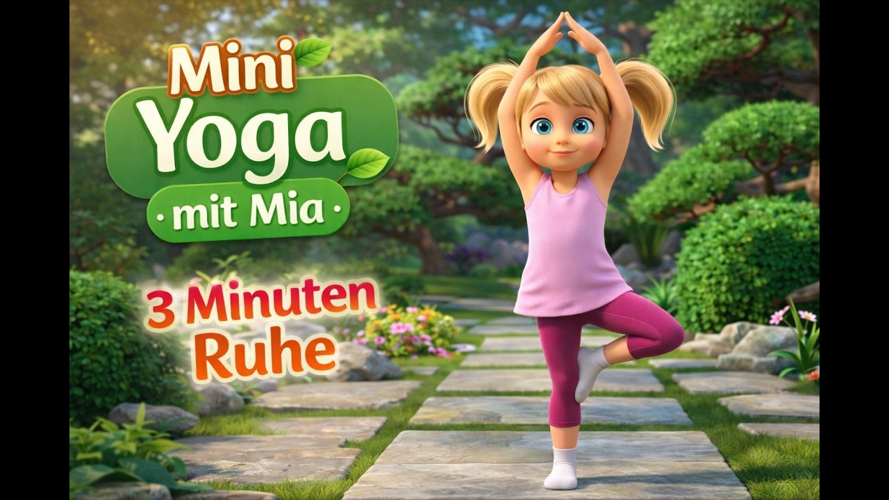 Mini Yoga mit Mia 🧘‍♀️ | 3 Minuten Ruhe für Kinder | Geführte Yoga Session