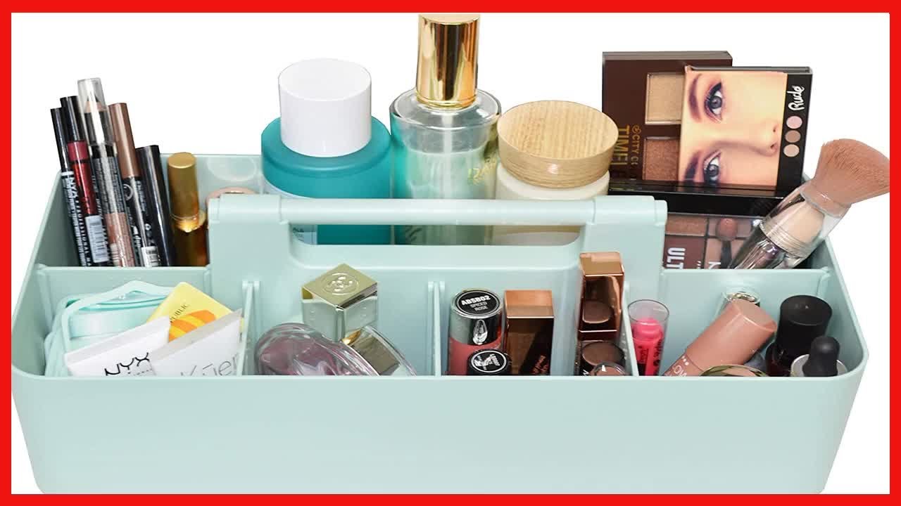 Great product -  New Plastic Portable Makeup Organizer Caddy Tote Divided Basket Bin with Handle