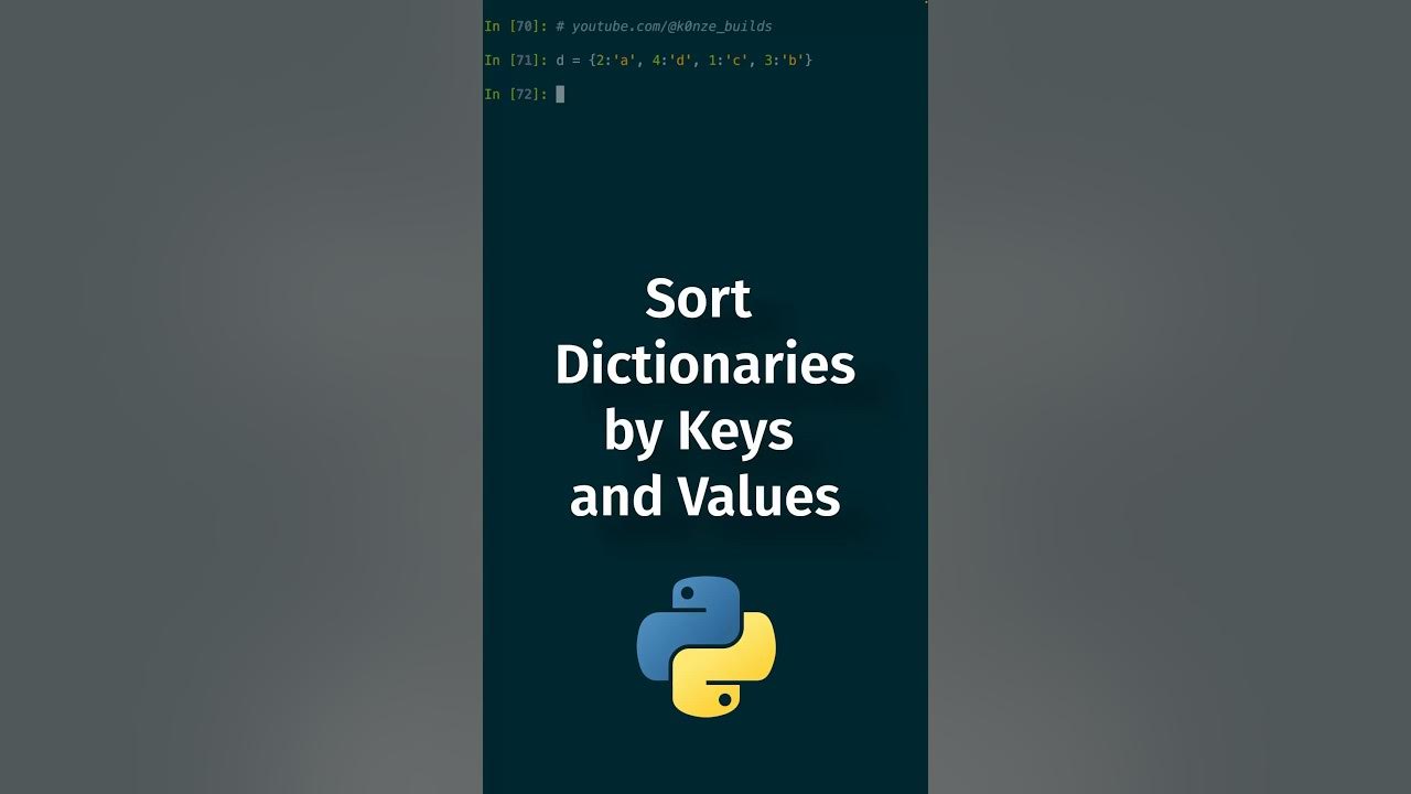 Sort #Python Dictionaries by Keys and Values #Pythonic #Code - YouTube