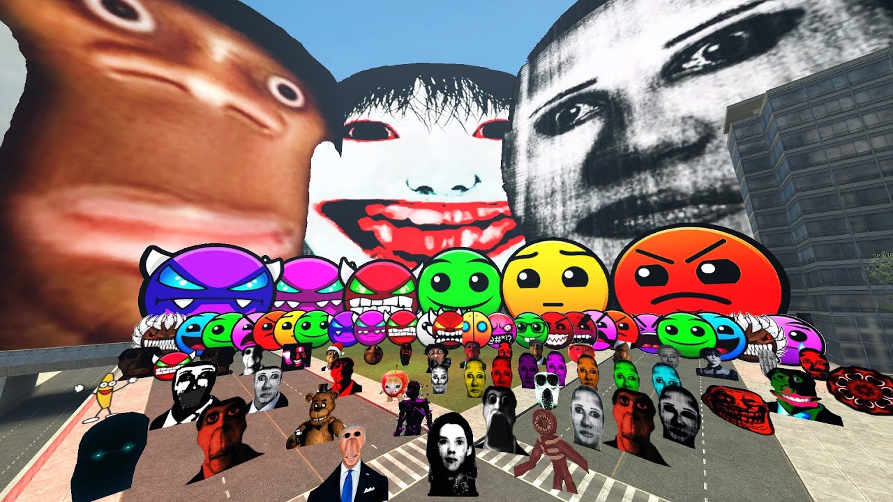 Giant Yoshie and Selena Deldago, Aughhh, Geometry Dash Emojis Nextbot Gmod