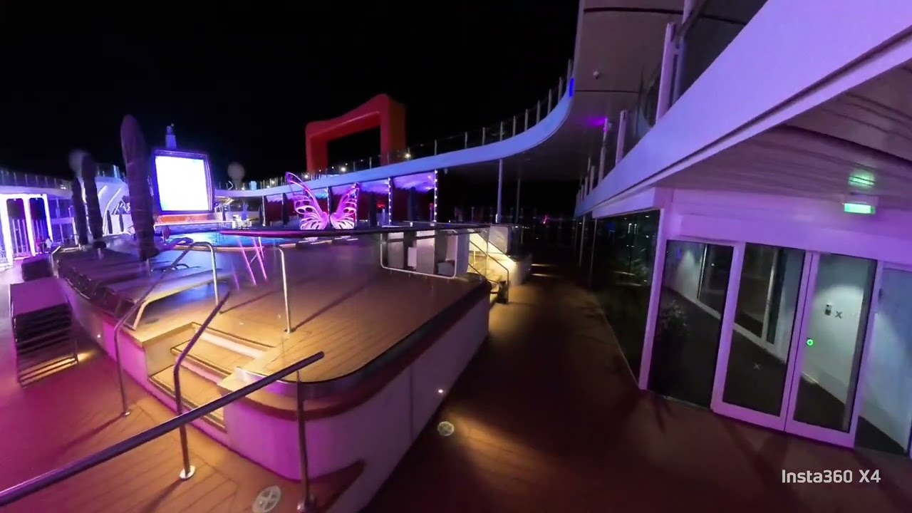Stunning Celebrity Edge pool deck at night
