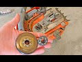Husqvarna Chainsaw Broken Not Cutting Hard Start Loose Chain. Clutch Drum Oil Gear Pump Bearing 445