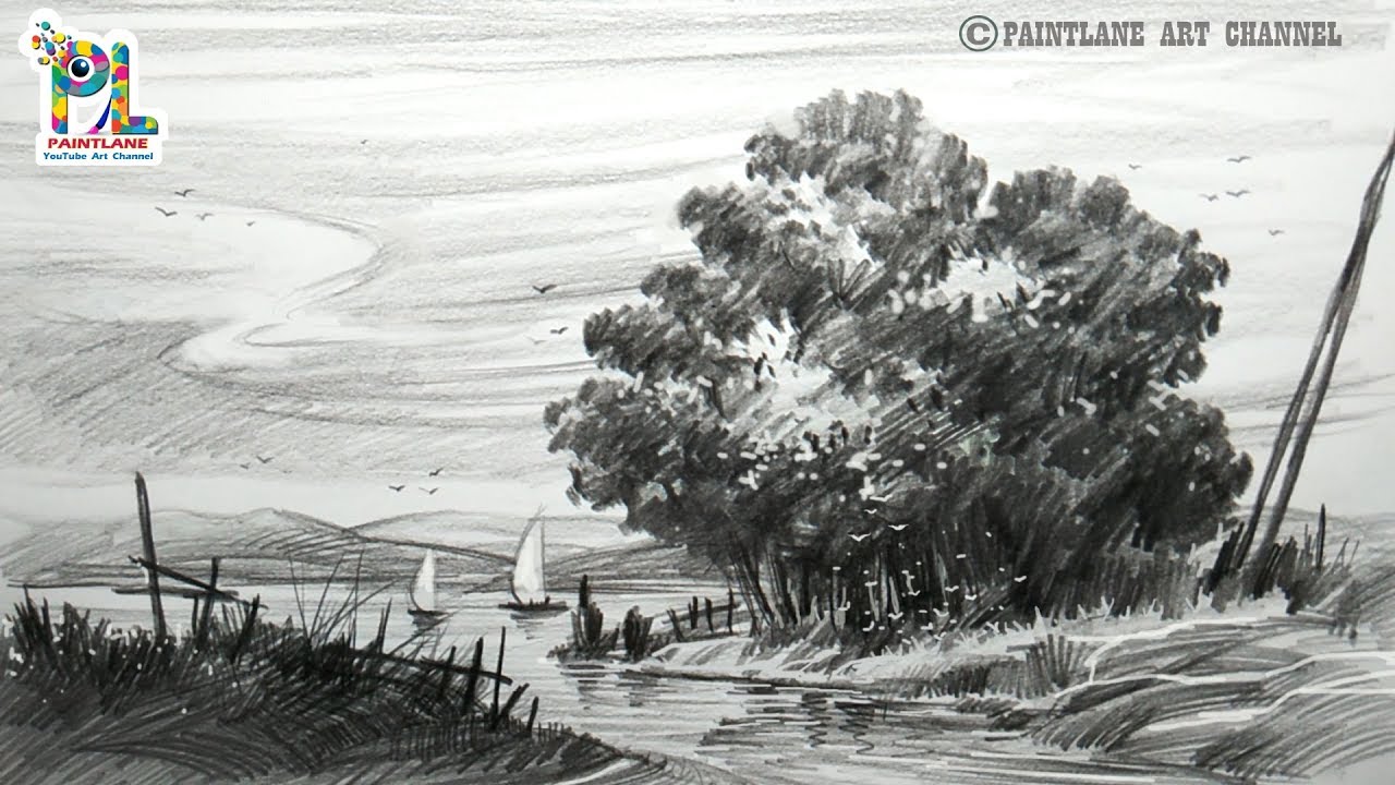 Learn A Landscape Drawing With Very Easy Practice Pencil ...