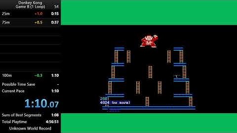 Donkey Kong 1 Loop (Game B) Speedrun in 1:10 (Former WR)
