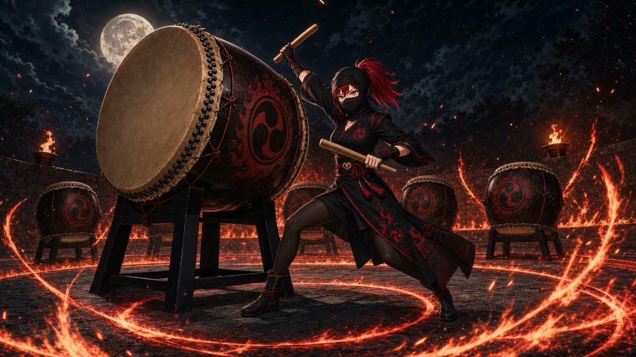 Japanese Taiko Battle Music — Drumfire Rite / 鼓炎戦儀 | SHINOBI