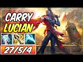 1v9 ARCANA LUCIAN MID HARD CARRY GUIDE 55K DMG S+ FULL CRIT ADC Build & Runes S11 -League of Legends