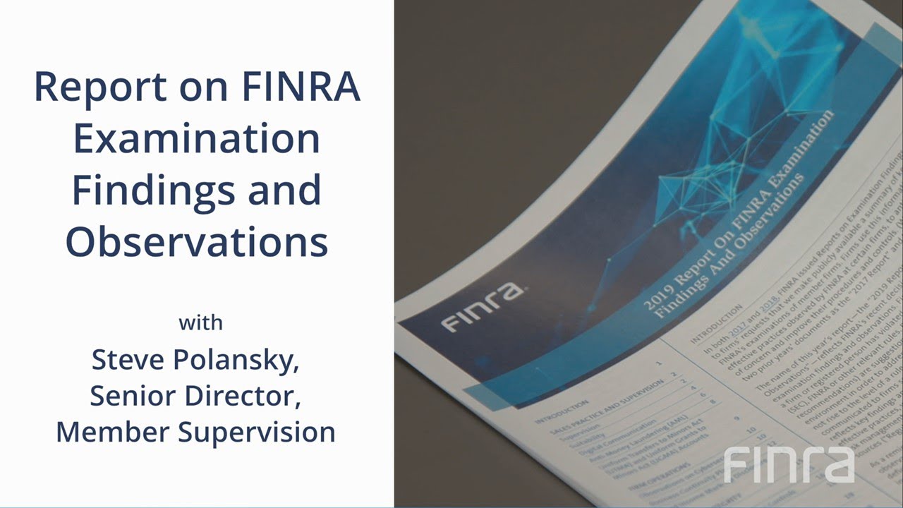 2019 Report on FINRA Examination Findings and Observations YouTube