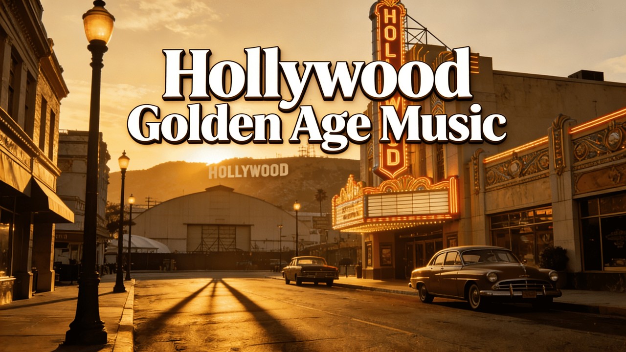 Golden Hollywood Street at Sunset | Vintage Jazz & Retro Cars