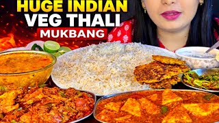 Eating Dal Chawal Kadhai Paneer Veg Kolhapuri Broccoli Fry Papad Indian Food Mukbang