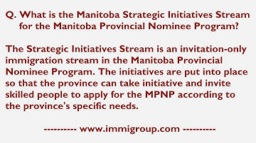 What is the Manitoba Strategic Initiatives Stream for the Manitoba Provincial Nominee Program?