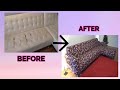 See how  I changed my torn leather sofa into a beautiful fabric sofa