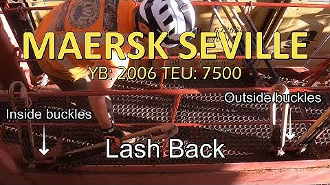 Lashing Container - Maersk Seville YB 2006 - TEU 7500 - Lashing Back -  Longshoreman work