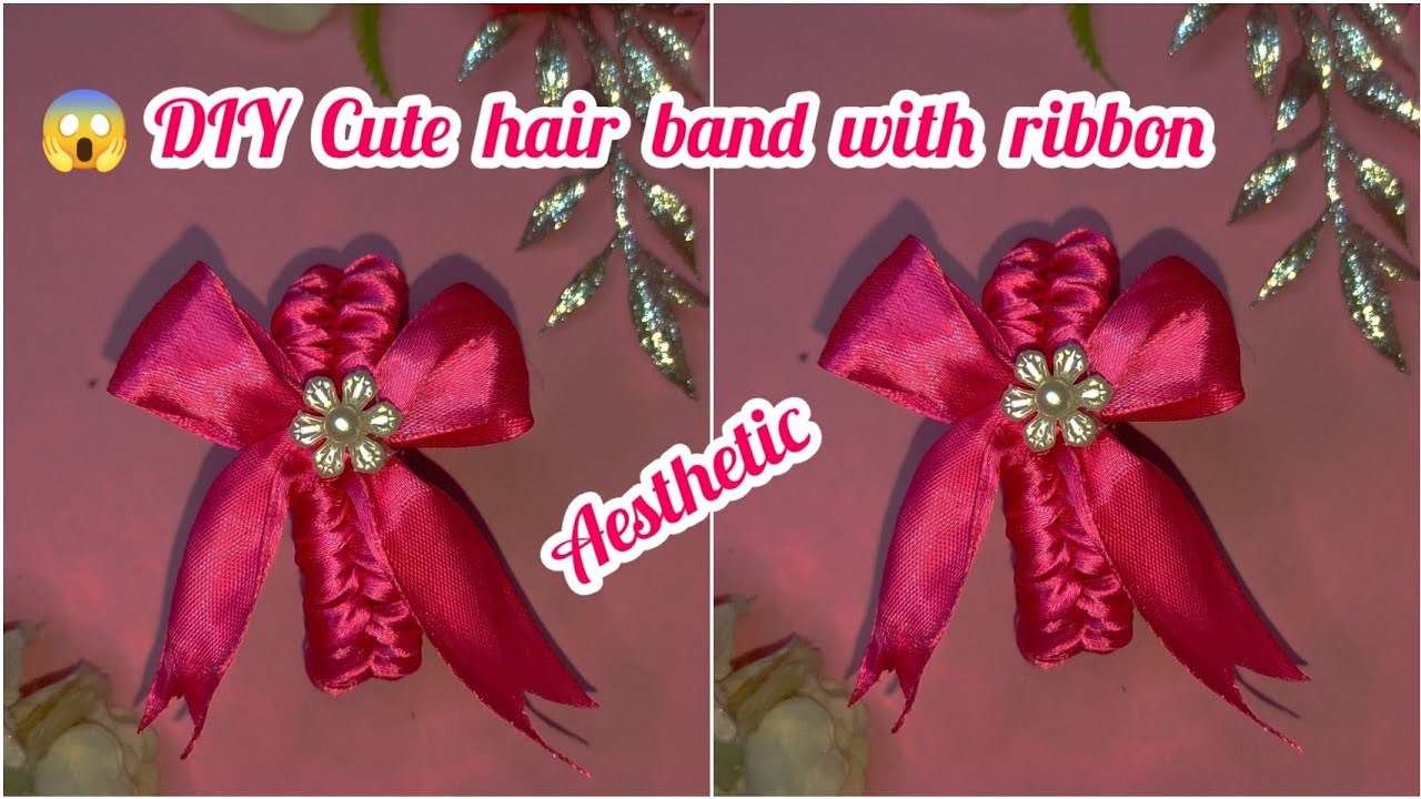 DIY cute hair band with ribbon 🎀 l rubber band | handmade hair band | 