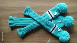 golf knit head covers and bibs and pin flags