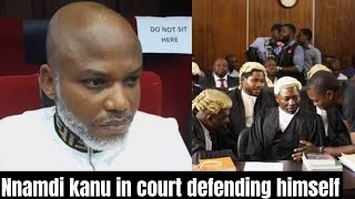 Nnamdi kanu seen in court defending himself