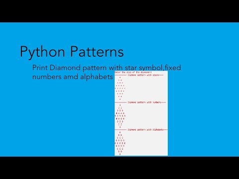 1.Print Diamond Pattern with STARS || NUMBERS || ALPHABETS