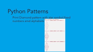 1.Print Diamond Pattern with STARS || NUMBERS || ALPHABETS