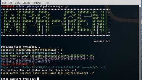(VOICE TUTORIAL) Kali Linux Password List Generation Tool WPA-GEN for Air-crack, Pyrit ,Hashcat