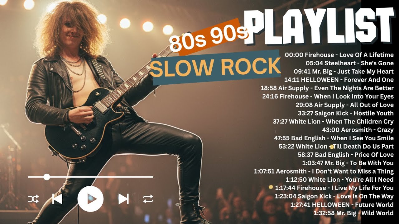 Top Slow Rock Guitar Ballads 80s 90s 🎸 📼 🔥 Aerosmith, Firehouse, Mr. Big