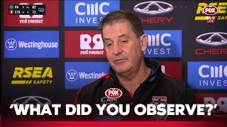 Fired up Ross Lyon turns the tables on journos 😤 | Saints Press Conference | Fox Footy