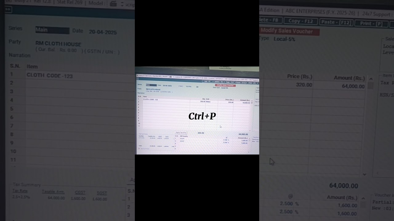 How to print invoice in busy