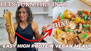 Easy high protein Vegan Meal in 15 minutes | Yuba sticks #highproteinvegan #veganrecipes #veganfood screenshot 1
