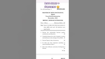 IGNOU SOCIOLOGY Msoe 001 Important questions