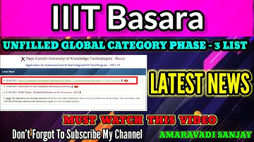 IIIT Basar Unfilled global category Phase-3 list