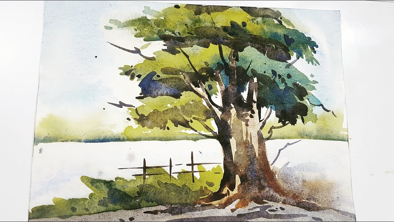 Tree painting in watercolor || How to draw a gigantic tree step by step ||Adiba's art and craft Tree painting in watercolor || How to draw a gigantic tree step by step ||Adiba's art and craft