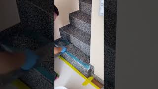the skill of leveling and smoothing stairs with great precision and evenness #construction #popular