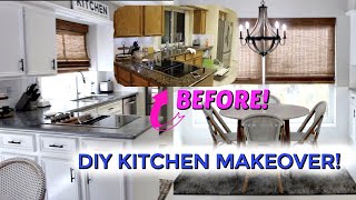 DIY KITCHEN MAKEOVER ON A BUDGET! PAINTING KITCHEN CABINETS! DIY MODERN FARMHOUSE KITCHEN UPDATES!