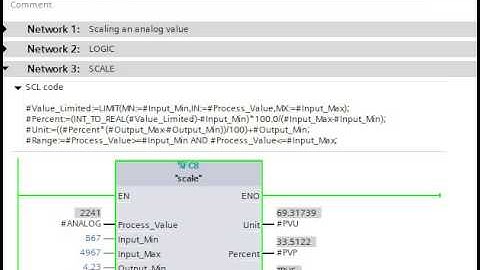 Siemens Simatic SCL. Scaling an analog value.