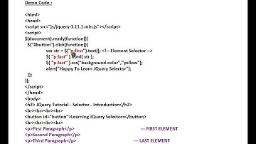 JQUERY SELECTORS USING ELEMENT TAMIL